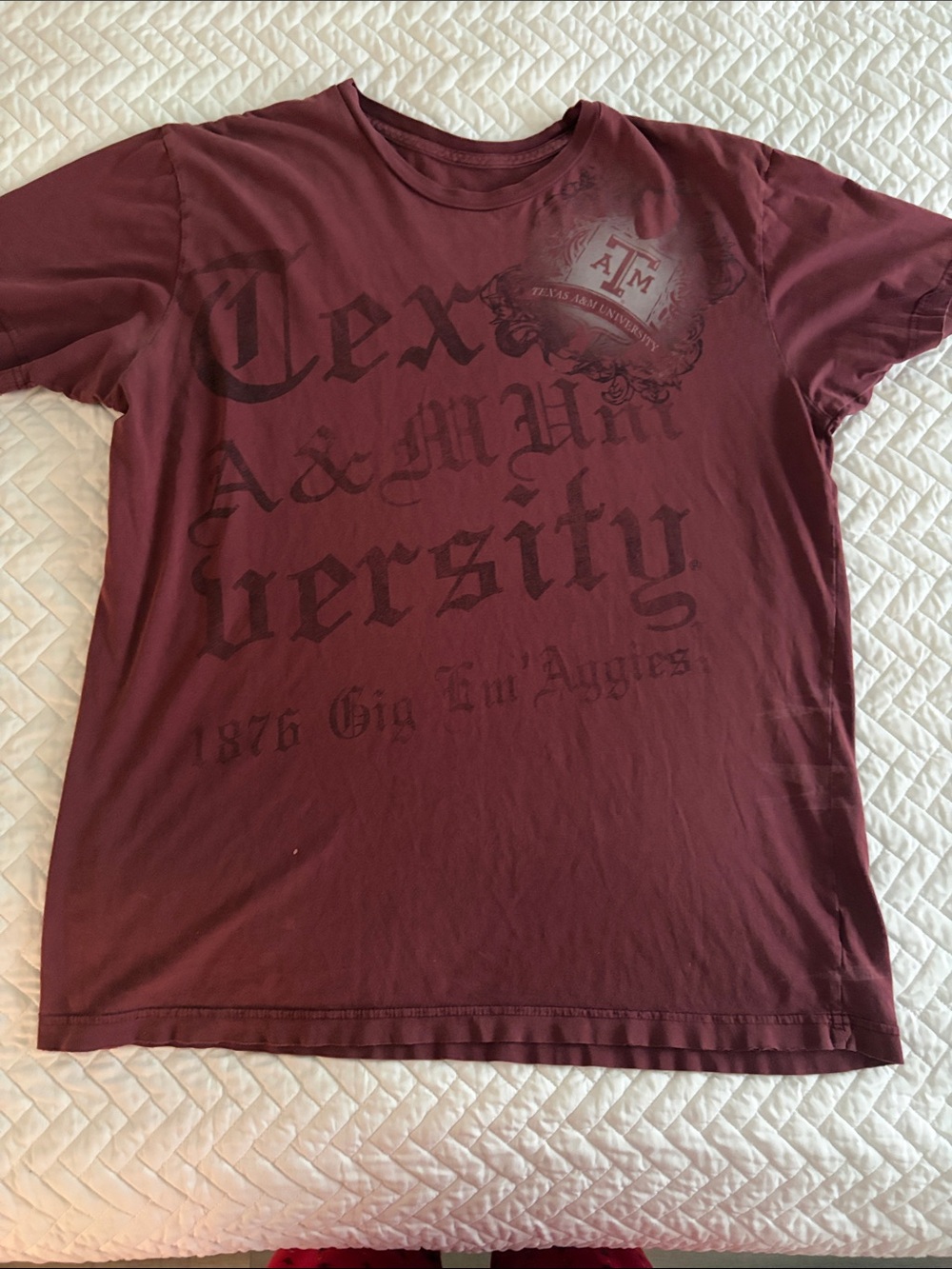 Texas A&M T-Shirt Maroon Short-Sleeve Logo Tee Size L